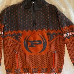 Phat Farm Orange and Gray Zip-Up Sweater